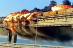 Crimea bridge videos, Crimea bridge fire, huge explosion on crimea bridge that connects russia, Fire accident